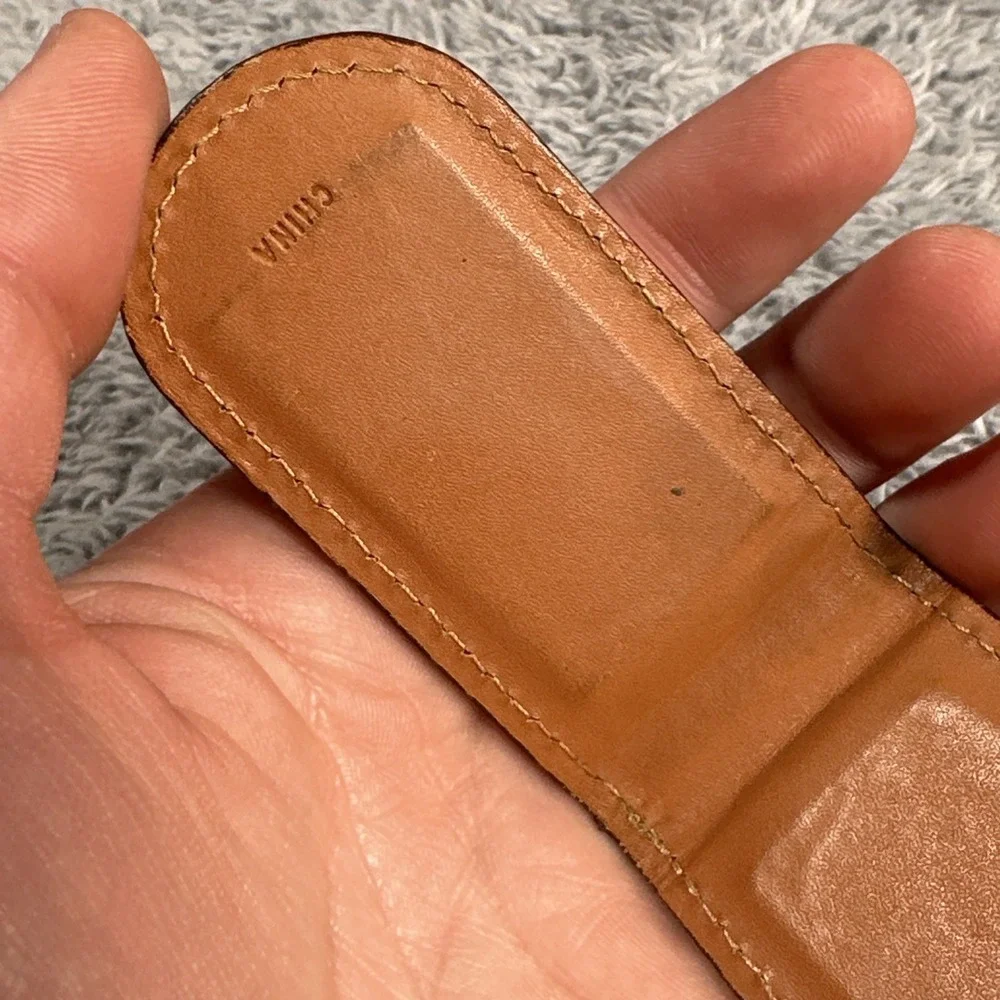 Fossil Genuine Leather Magnetic Money Clip Brown Pebbled Authentic EDC